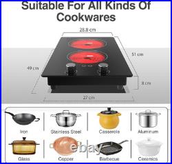 20 Electric Cooktop 2 Burners 2100W Built-in Electric Stove Top Plug-in Cooker