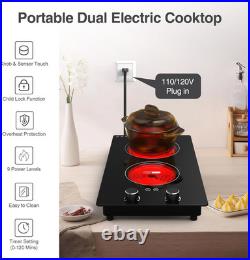 20 Electric Cooktop 2 Burners 2100W Built-in Electric Stove Top Plug-in Cooker