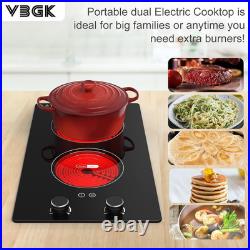 20 Electric Cooktop 2 Burners 2100W Built-in Electric Stove Top Plug-in Cooker