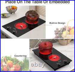 20 Electric Cooktop 2 Burners 2100W Built-in Electric Stove Top Plug-in Cooker