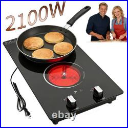20 Electric Cooktop 2 Burners Radiant Ceramic Cooktop Built-in 2100W Plug-in