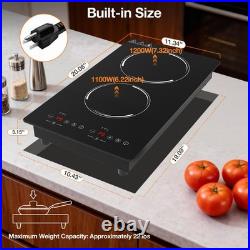 20 Electric Induction Cooktop Built-in Stove 2 Burners Cooker 2300W