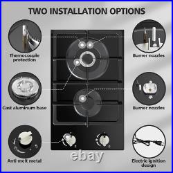 20 Gas Stove Top 2 Burner Propane Cooktop Portable Tempered Glass Gas Cooktop
