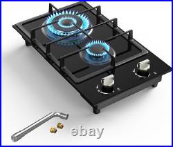 20 Gas Stove Top 2 Burner Propane Cooktop Portable Tempered Glass Gas Cooktop