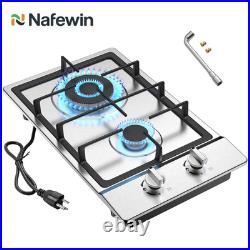 20 Inch Gas Cooktop 2 Burner Propane Stainless Steel Gas Stove NG/LPG Dual Fuel