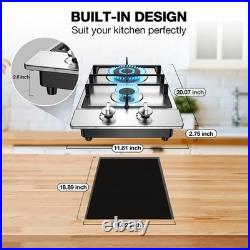 20 Inch Gas Cooktop 2 Burner Propane Stainless Steel Gas Stove NG/LPG Dual Fuel