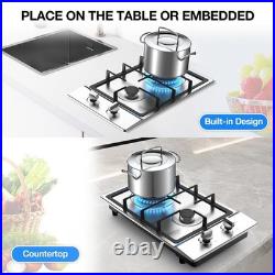 20 Inch Gas Cooktop 2 Burner Propane Stainless Steel Gas Stove NG/LPG Dual Fuel
