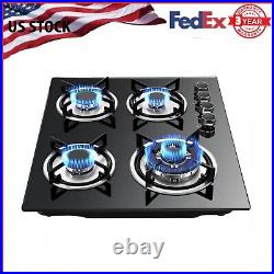 20x23 4 Burner Gas Cooktop Stove Tempered Glass Built-In LPG/NG Countertop Hob