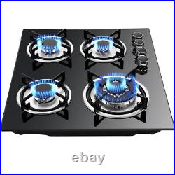 20x23 4 Burner Gas Cooktop Stove Tempered Glass Built-In LPG/NG Countertop Hob