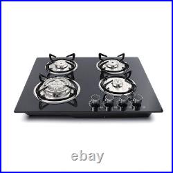 20x23 4 Burner Gas Cooktop Stove Tempered Glass Built-In LPG/NG Countertop Hob