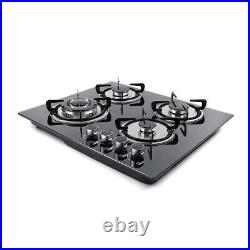 20x23 4 Burner Gas Cooktop Stove Tempered Glass Built-In LPG/NG Countertop Hob