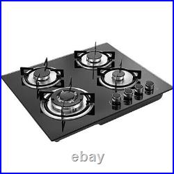 20x23 4 Burner Gas Cooktop Stove Tempered Glass Built-In LPG/NG Countertop Hob