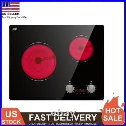 21 inch Electric Cooktop Ceramic Glass Stove Top 2 Burners Drop-in Touch Control