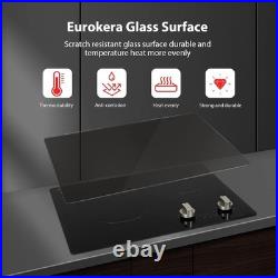 21 inch Electric Cooktop Ceramic Glass Stove Top 2 Burners Drop-in Touch Control
