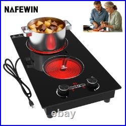 2100W Electric Cooktop Plug-in Infrared Stove 2 Burners Cooker 110V for Kitchen