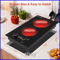 2100W Electric Cooktop Plug-in Infrared Stove 2 Burners Cooker 110V for Kitchen