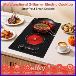 2100W Electric Cooktop Plug-in Infrared Stove 2 Burners Cooker 110V for Kitchen