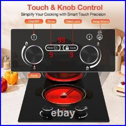 2100W Electric Cooktop Plug-in Infrared Stove 2 Burners Cooker 110V for Kitchen