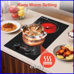 2100W Electric Cooktop Plug-in Infrared Stove 2 Burners Cooker 110V for Kitchen