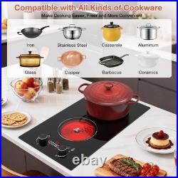 2100W Electric Cooktop Plug-in Infrared Stove 2 Burners Cooker 110V for Kitchen