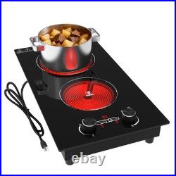 2100W Electric Cooktop Plug-in Infrared Stove 2 Burners Cooker 110V for Kitchen