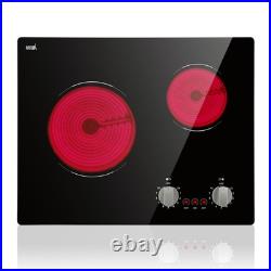 21in Built-in Electric Cooktop Stove Top Radiant Ceramic Cooktops 2 Burner 3700W