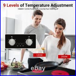 21in Built-in Electric Cooktop Stove Top Radiant Ceramic Cooktops 2 Burner 3700W