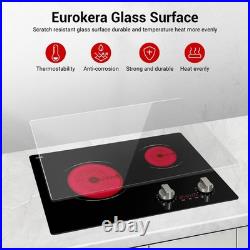 21in Built-in Electric Cooktop Stove Top Radiant Ceramic Cooktops 2 Burner 3700W