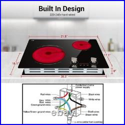 21in Built-in Electric Cooktop Stove Top Radiant Ceramic Cooktops 2 Burner 3700W