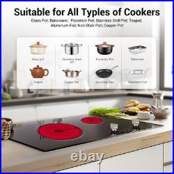 21in Built-in Electric Cooktop Stove Top Radiant Ceramic Cooktops 2 Burner 3700W