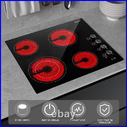 21in Electric Cooktop 30 4 Burner Built-In, 220-240V Power Knob Control 6700W