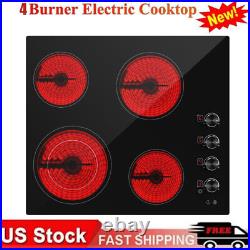 21in Electric Cooktop 30 4 Burner Built-In, 220-240V Power Knob Control 6700W