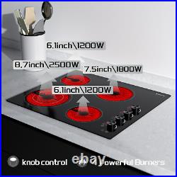 21in Electric Cooktop 30 4 Burner Built-In, 220-240V Power Knob Control 6700W