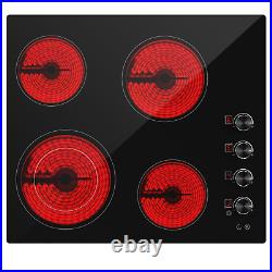 21in Electric Cooktop 30 4 Burner Built-In, 220-240V Power Knob Control 6700W