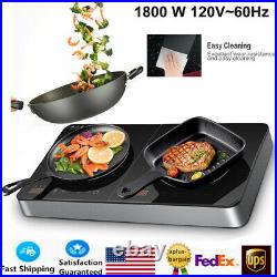 22 in 1800W Dual Induction Cooker Touch Control Glass Cerami Panel Cooktop 120V