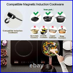 22 in 1800W Dual Induction Cooker Touch Control Glass Cerami Panel Cooktop 120V