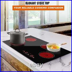 220V 7200W Electric Induction 4 Burner Cooktop Countertop Stove Glass Hot Plate