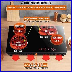 220V 7200W Electric Induction 4 Burner Cooktop Countertop Stove Glass Hot Plate