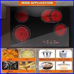 220V 7200W Electric Induction 4 Burner Cooktop Countertop Stove Glass Hot Plate