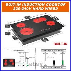 220V 7200W Electric Induction 4 Burner Cooktop Countertop Stove Glass Hot Plate