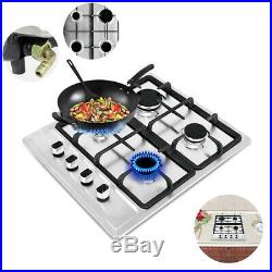 23.2 Built-in Cooktop 4 Burners Stove Natural Gas Hob Cooker Black USA