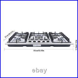 23/ 33.8 5/4 Burners Built-In Stove Top Gas Cooktop Kitchen NG LPG Cooking