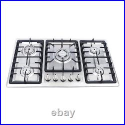 23/ 33.8 5/4 Burners Built-In Stove Top Gas Cooktop Kitchen NG LPG Cooking