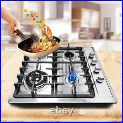 23/34 5 Burners Stove Top Built-In Gas Propane Cooktop Cooking Stainless Steel