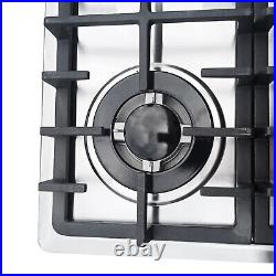 23/34 5 Burners Stove Top Built-In Gas Propane Cooktop Cooking Stainless Steel