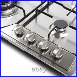 23/34 5 Burners Stove Top Built-In Gas Propane Cooktop Cooking Stainless Steel