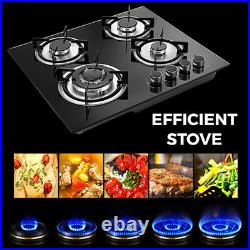 23 4 Burners Built-in Stove LPG/NG Gas Cooktop Tempered glass Surface Cooker US