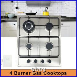 23 4 Burners Cooktop Stainless Steel Gas Stove Hob Built-In LPG/NG Conversion