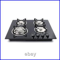 23 4-Burners Gas Cooktops Stove Top Tempered Glass Built-In / Integrated Hood