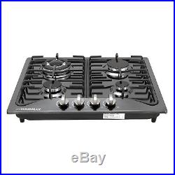 23 Black Titanium Stainless Steel 4 Burners Built-In Stove Natural Gas Cooktop